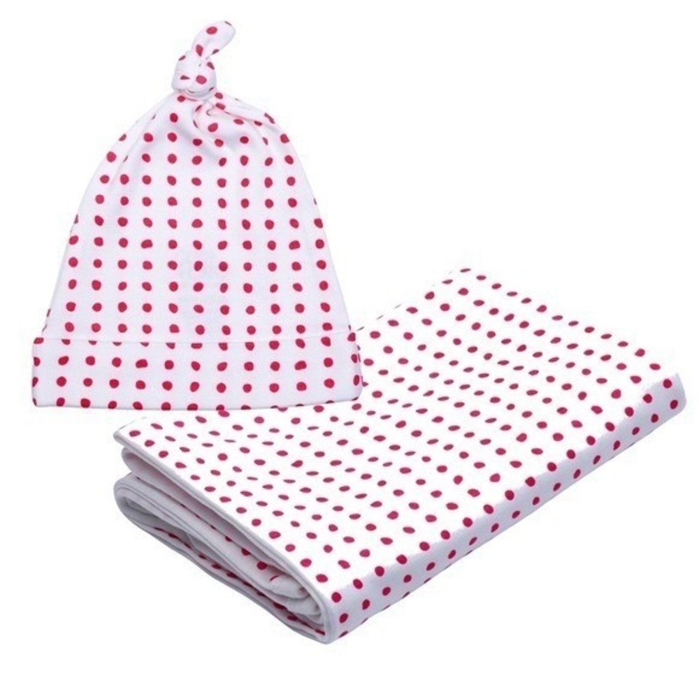 Organic Baby Receiving Blanket & Hat Set Pink Newborn New With Tags
